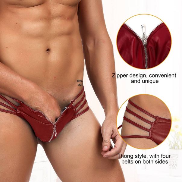 Muške kožne tange rajsferšlusom MP068-3 - MP068-3