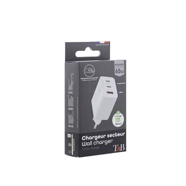 TNB Punjač CHGAN65W, 65W, USB-C X 2 + USB-A QC 3.0 - 37302