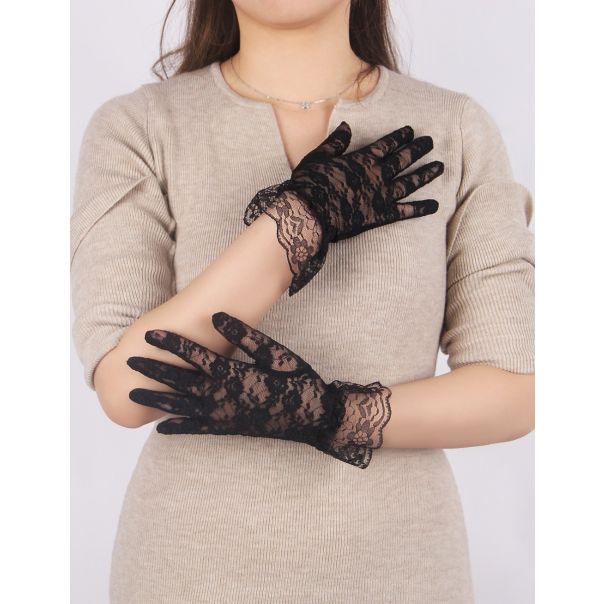 Zavodljive crne čipkane rukavice C81196 - C81196