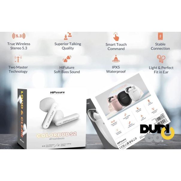 HIFUTURE Bluetooth slušalice COLORBUDS2, roza - 37971