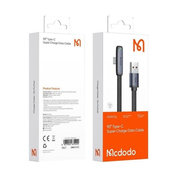 MCDODO Kabl CA-3340 USB NA TIP-C UGAO 90', 6A 100W, Dužina 1,2m - 38013