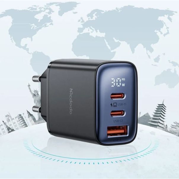 MCDODO Punjač CH-2180, 30W, TIP-C x 2 + USB-A, Display - 38018