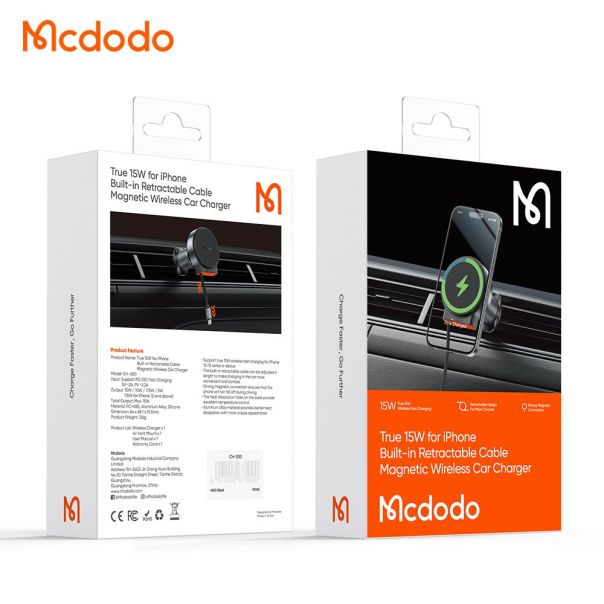 MCDODO Auto Držač CH-3000 sa kablom za punjenje, LIGHTENING, 15W - 38054