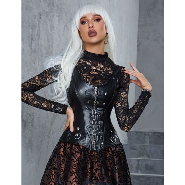 Crni korset od veštačke kože A3610 - A3610