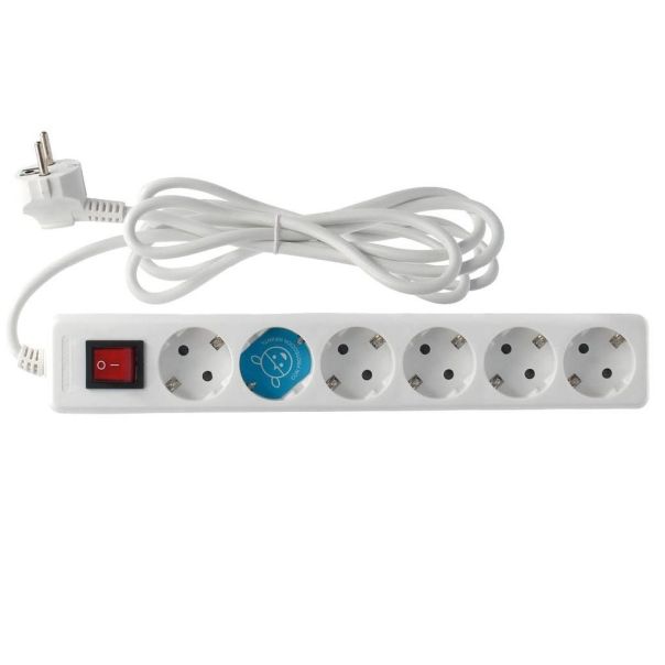 GSC Produžni Kabl 6 utičnica, prekidač, 3m, bela - 38862
