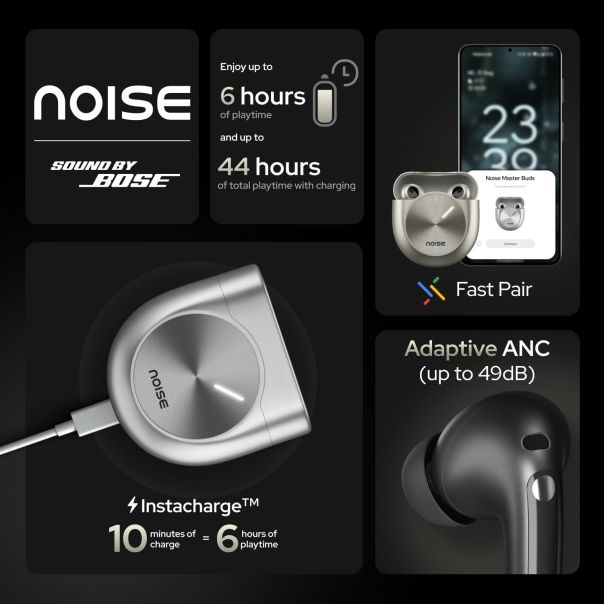 NOISE Bluetooth Slušalice MASTERBUDSBK, crna - EP2797042