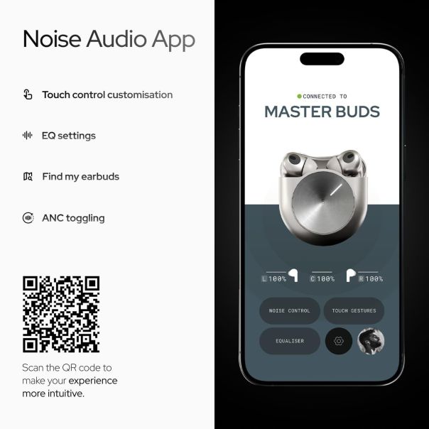 NOISE Bluetooth Slušalice MASTERBUDSTI, titanium - EP2797045