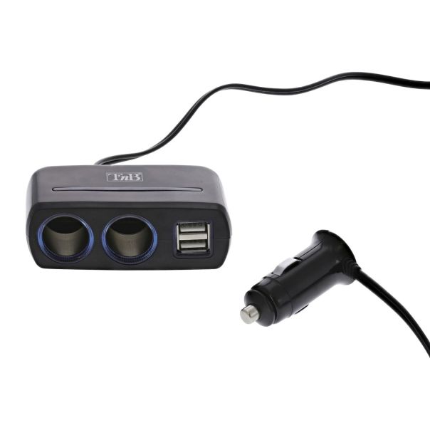 TNB Auto Punjač ACGP035221, produžni, 2xUSB-A 30W+ 2x12V, crna - EP2854003