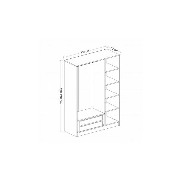 HANAH HOME Ormar sa ogledalom Kale 3 Mebran Kapak 210, bela - 203740