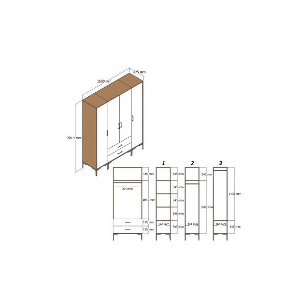 HANAH HOME Ormar Kumsal PTP, braon/bela - 203767