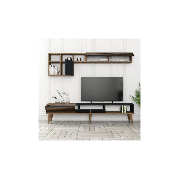 HANAH HOME TV polica Milan TV Walnut Anthracite - 204085