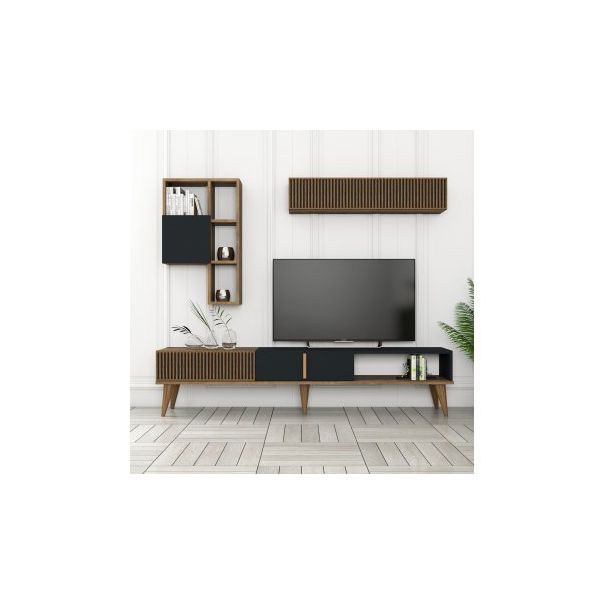 HANAH HOME TV polica Milan TV Walnut Anthracite - 204085