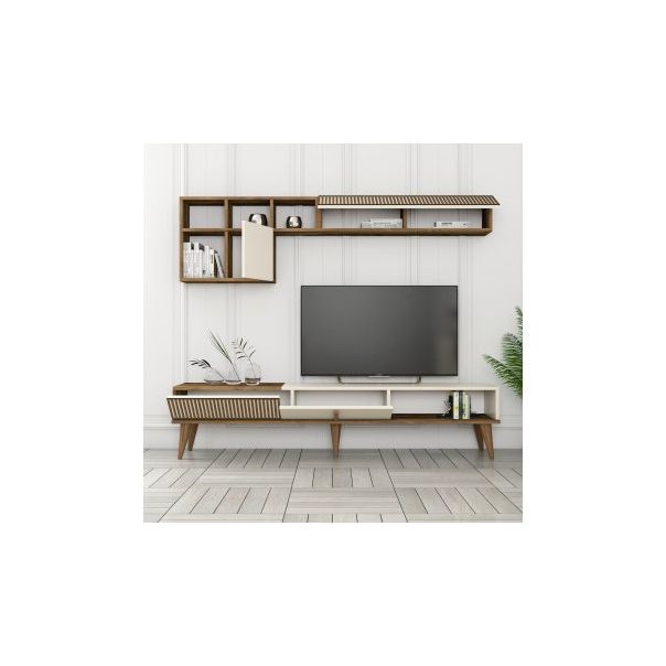 HANAH HOME TV polica Milan TV Walnut Cream - 204086