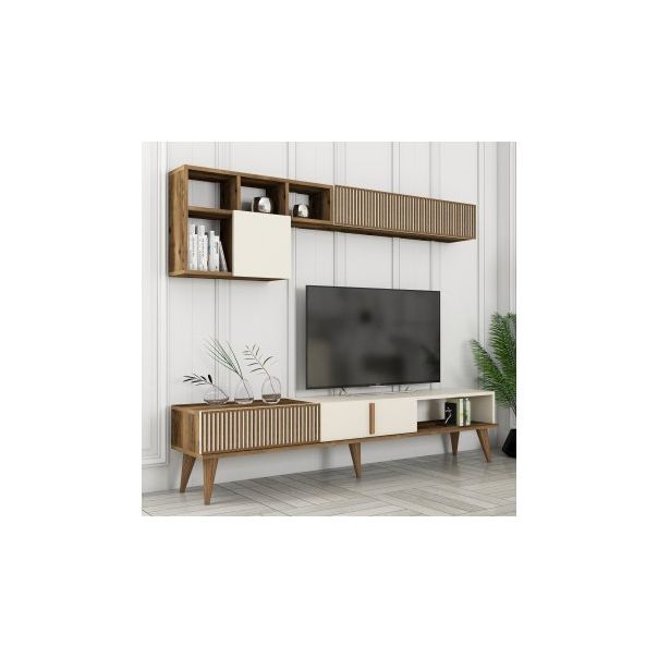 HANAH HOME TV polica Milan TV Walnut Cream - 204086