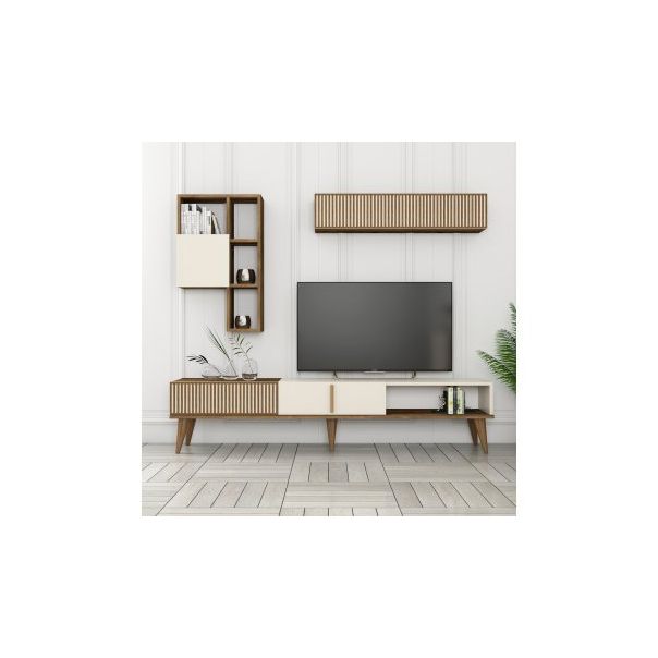 HANAH HOME TV polica Milan TV Walnut Cream - 204086