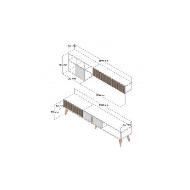HANAH HOME TV polica Milan TV Walnut Cream - 204086