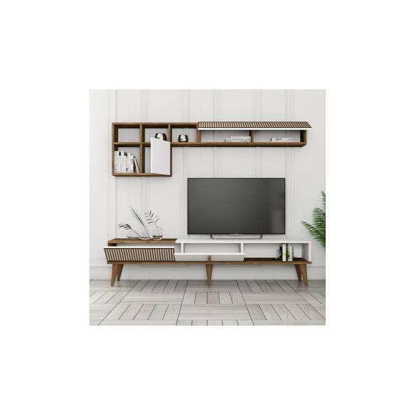 HANAH HOME TV komoda i polica Milan, braon/bela - 204087