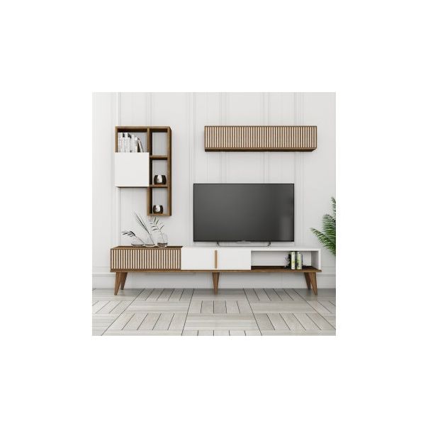 HANAH HOME TV komoda i polica Milan, braon/bela - 204087