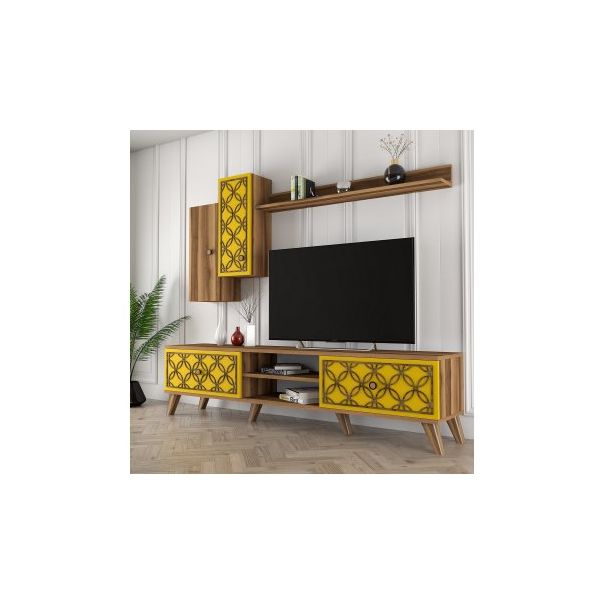 HANAH HOME TV komoda sa policama Class S, braon/žuta - 204097