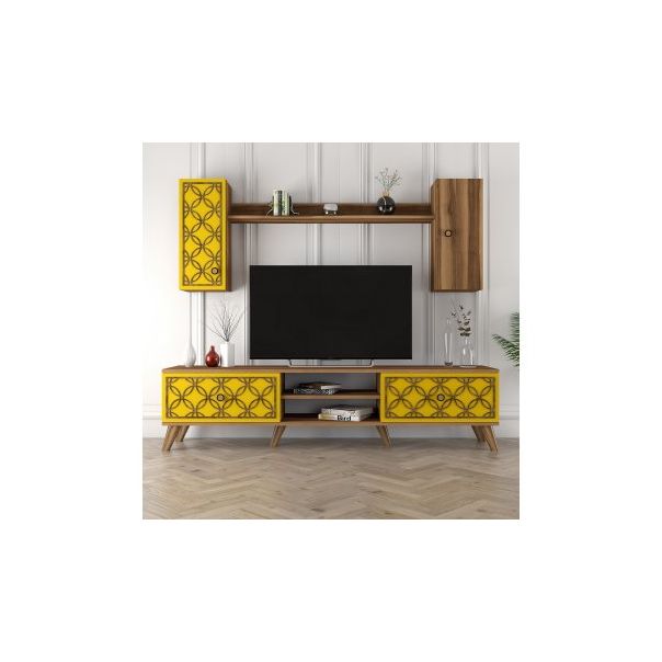 HANAH HOME TV komoda sa policama Class S, braon/žuta - 204097