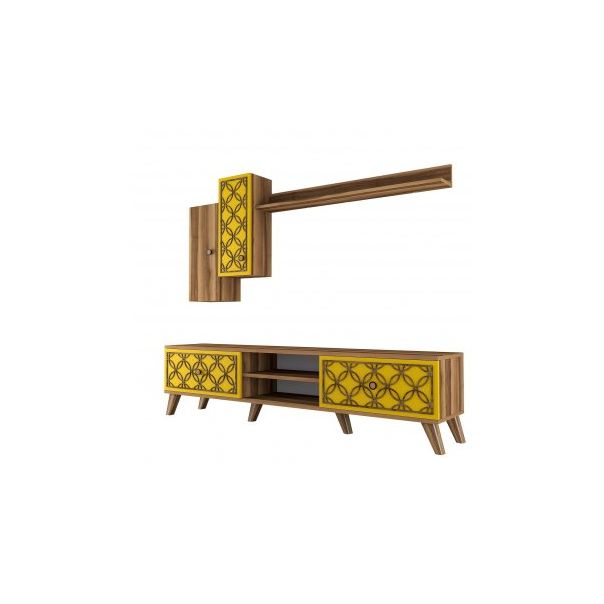 HANAH HOME TV komoda sa policama Class S, braon/žuta - 204097