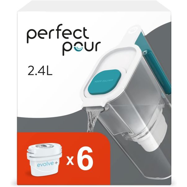 AQUA OPTIMA Bokal za filtriranje vode 2.4L Perfect Pour sa 6 filtera, tirkizna - 20476