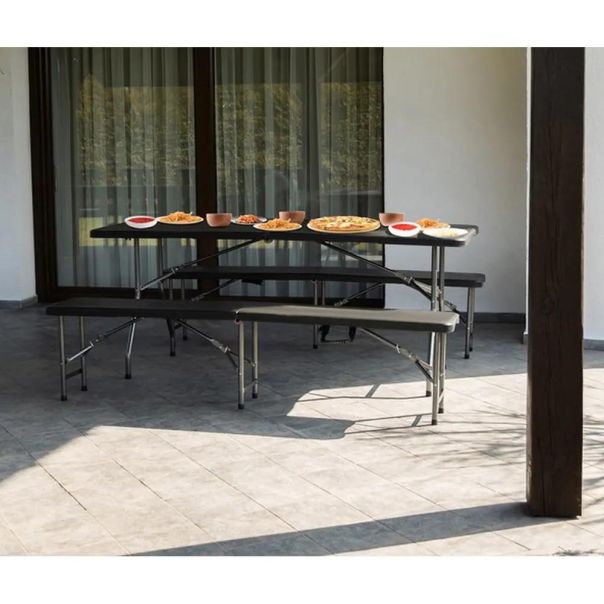 Gardlov Sklopivi Plastični Sto sa Klupama Crni 180cm - EP3131038