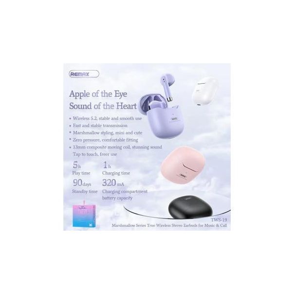 REMAX Bluetooth slušalice Marshmallow TWS-19, bela - 206468