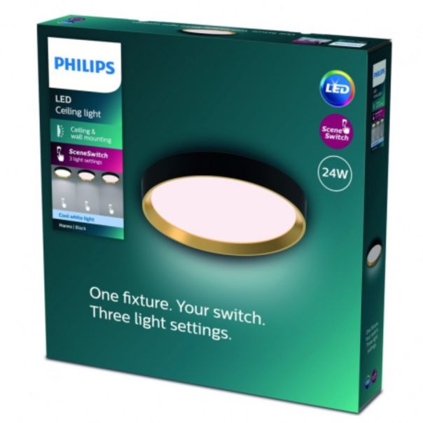 PHILIPS Plafonjera Hanno LED 24W 27K crna - 20665