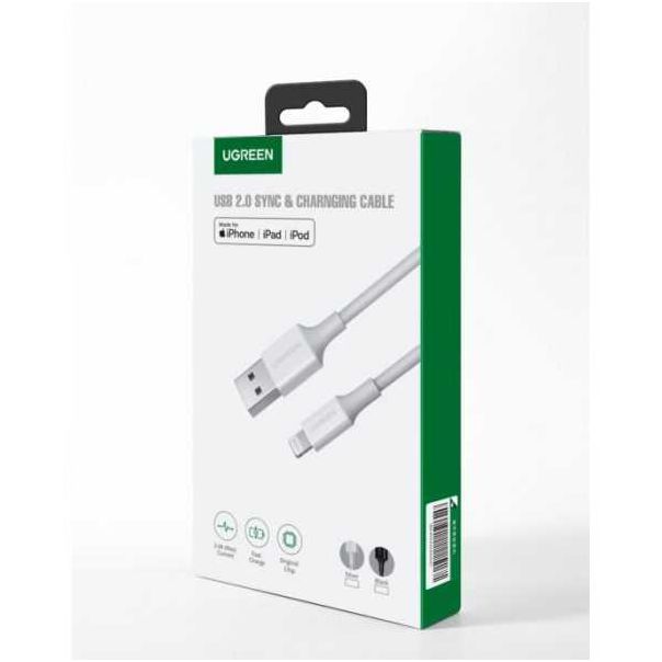 UGREEN USB kabl USB 2.0 A na Lightning US155 2m, bela - 20730