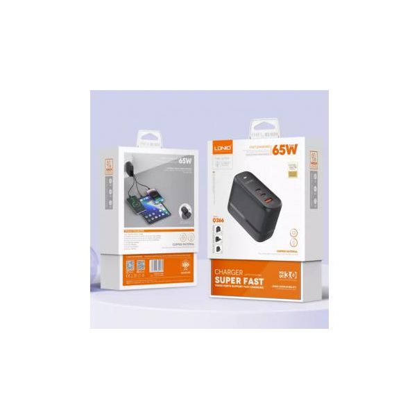 LDNIO Kućni punjač sa adapterom Q366 GaN 65W - 208768