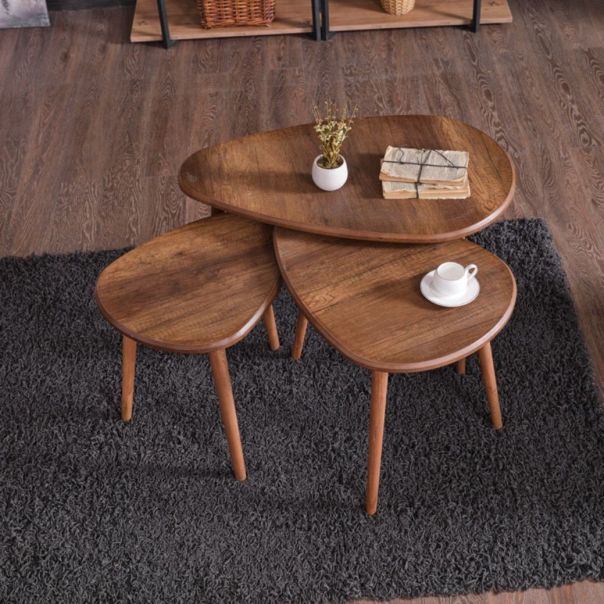 HANAH HOME Set klub stolova Alvin 3/1, braon - EP3056637