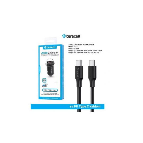 TERACELL Auto punjač sa PD USB C kablom Evolution 48W TC-13 - 209954