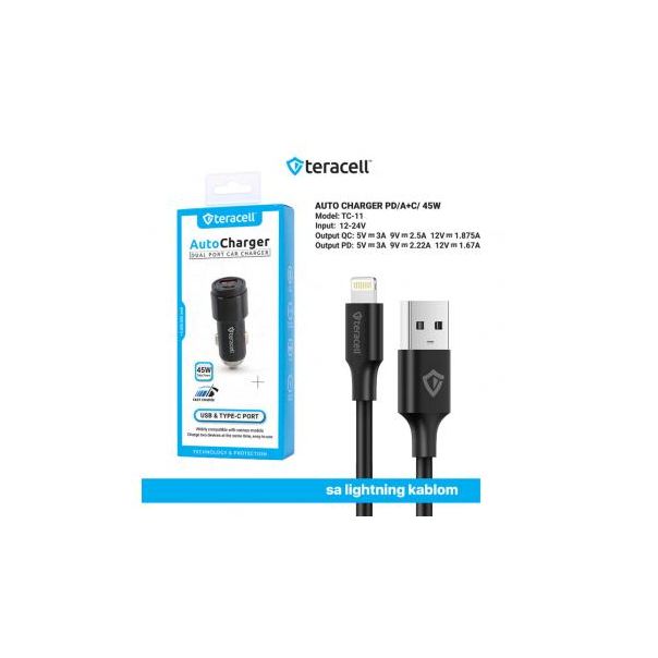 TERACELL Auto punjač dual Lightning 45W Evolution TC-11 - 209961