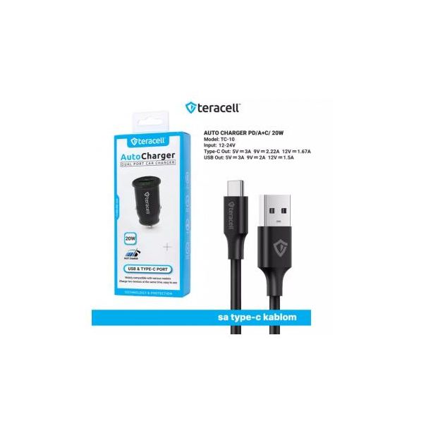 TERACELL Auto punjač USB C Evolution TC-10 - 209967