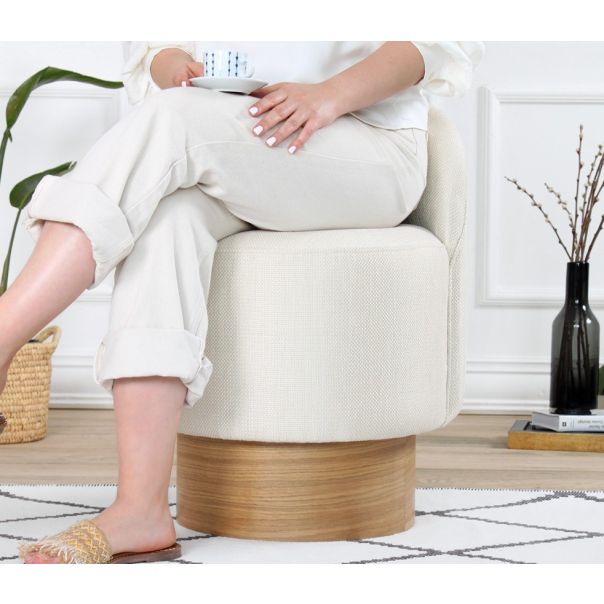 ATELIER DEL SOFA Tabure sa naslonom Barren Puf, krem - EP2802278