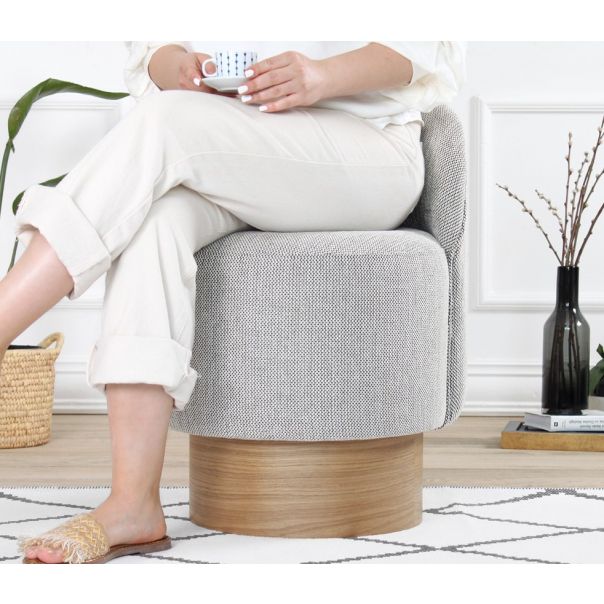 ATELIER DEL SOFA Tabure sa naslonom Barren Puf, siva - EP2802281