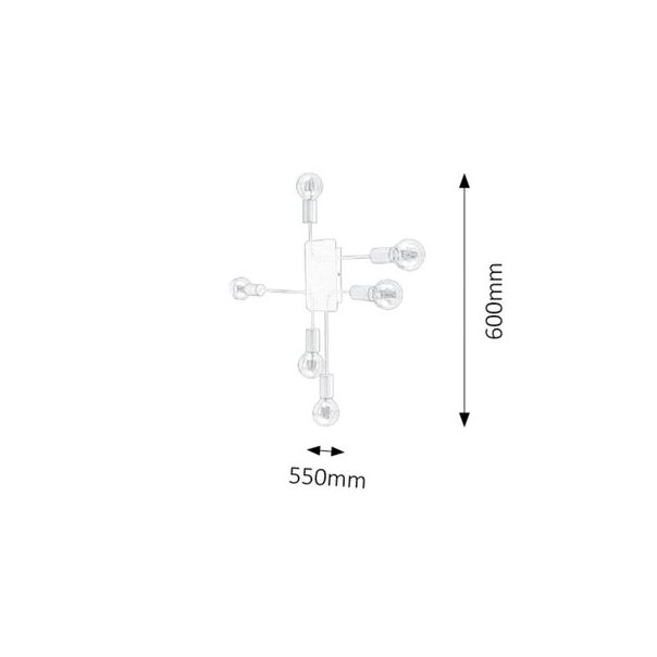 Rabalux Plafonjera Lanny E27 6x MAX 15W crna (2103) - 2103-1-1
