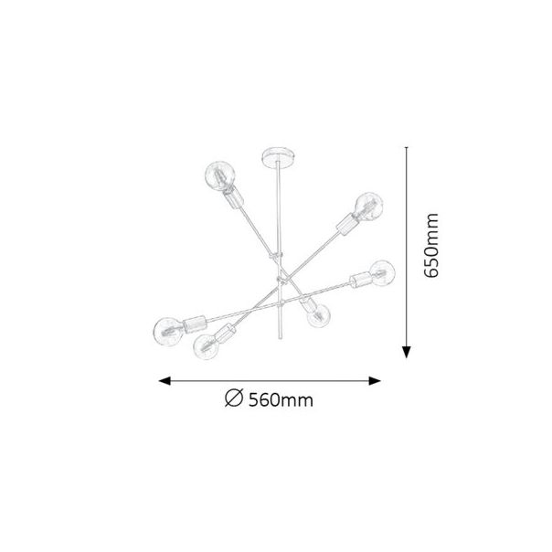 Rabalux Visilica Lanny E27 6x MAX 15W crna (2104) - 2104-1