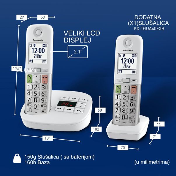 PANASONIC Bežični telefon KX-TGU432EXW, bela - EP2781258