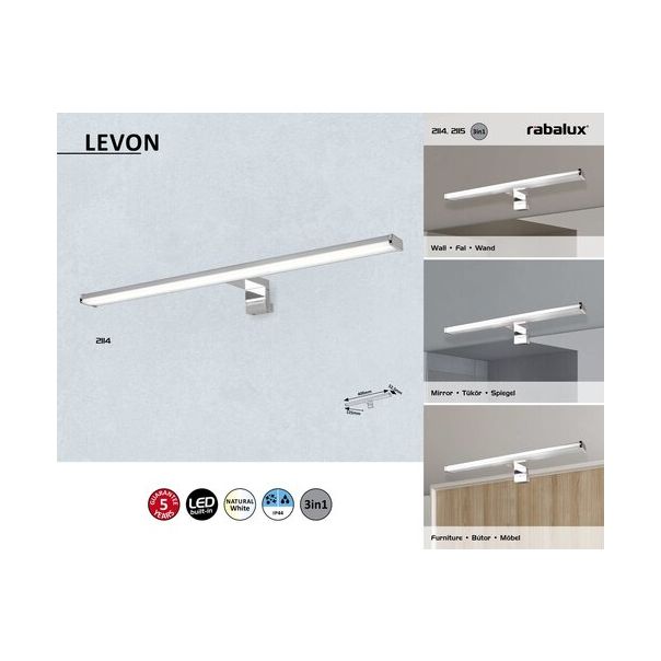 Rabalux Kupatilska rasveta Levon LED 8W hrom (2114) - 2114-1