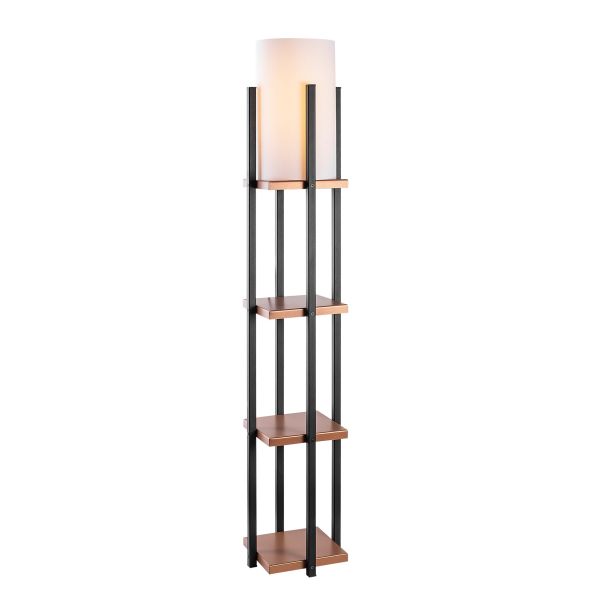 OPVIQ Podna lampa sa policom 7113, crna/braon - EP3008134