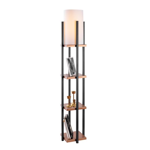 OPVIQ Podna lampa sa policom 7113, crna/braon - EP3008134