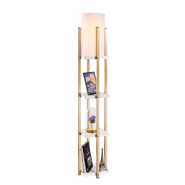 OPVIQ Podna lampa sa policom 7119, bela/zlatna - EP3008137