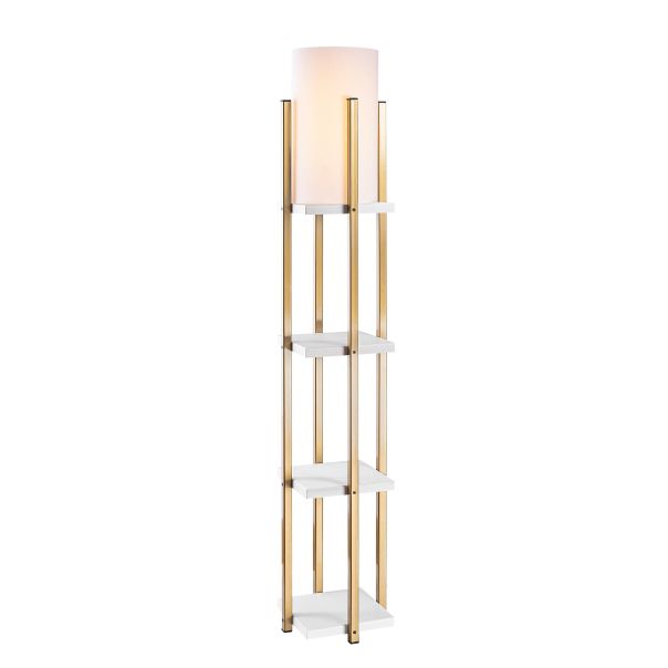OPVIQ Podna lampa sa policom 7119, bela/zlatna - EP3008137