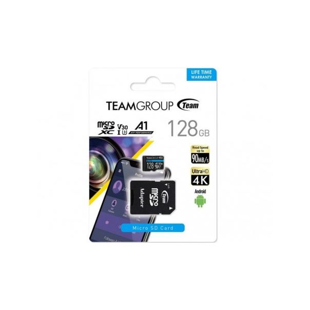 TEAM GROUP MICRO SDXC 128GB ELITE UHS-I U3 V30+SD Adapter TEAUSDX128GIV30A103 - EP1733163