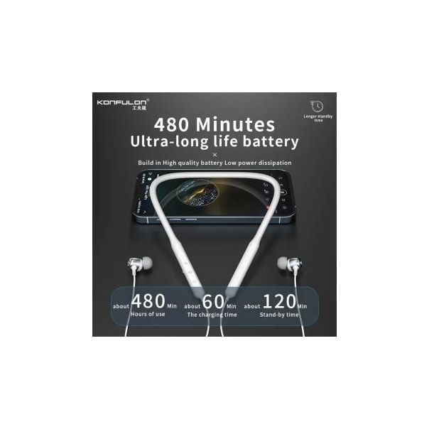 KONFULON Bežične slušalice BHS-12 Magnetic wireless, bela - 213819