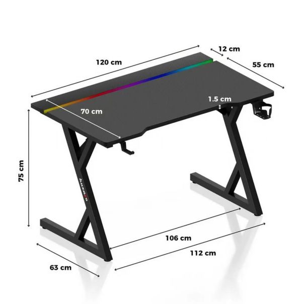 Huzaro Hero 2.4 Crni RGB Gaming sto - EP3219433