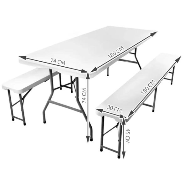 Gardlov Sklopivi Plastični Sto sa Klupama Beli 180cm - EP3257655