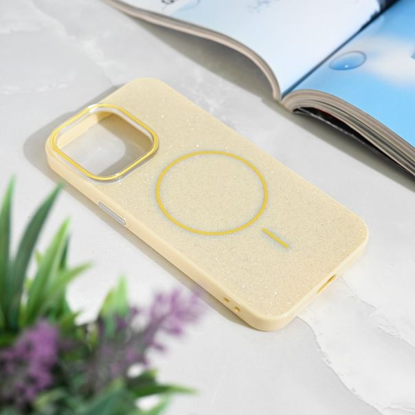 Maska za iPhone 13 Pro 6.1 Magsafe Sparkle Dust žuta - 222583